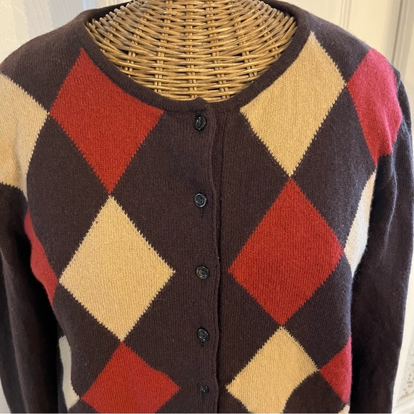 Vintage United Colours of Benetton Wool blend Argyle Cardigan Sweater , Sz S - Picture 2 of 9